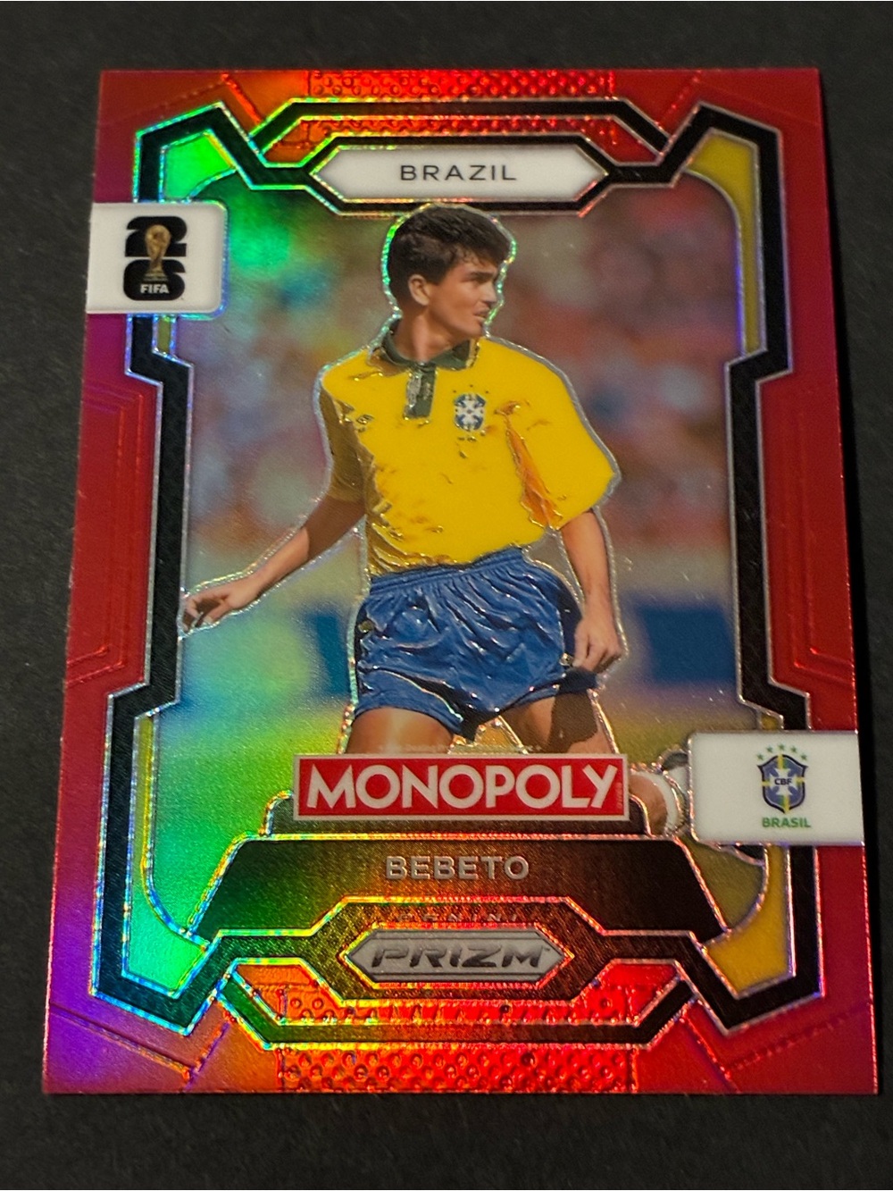 Panini Prizm Monopoly FIFA World Cup 2026 Bebeto Brazil #20 Red Prizm Card - Picture 3 of 9